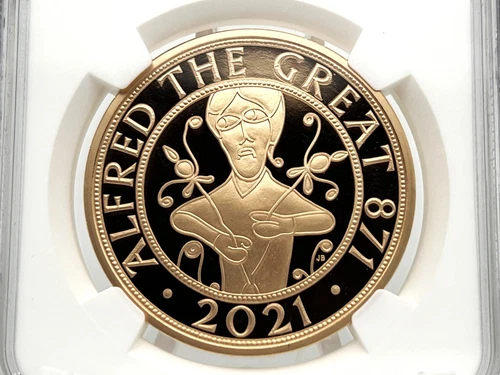 Great Britain 2021 5 Pounds ALFRED THE GREAT Gold Coin NGC PF70 The Royal Mint
