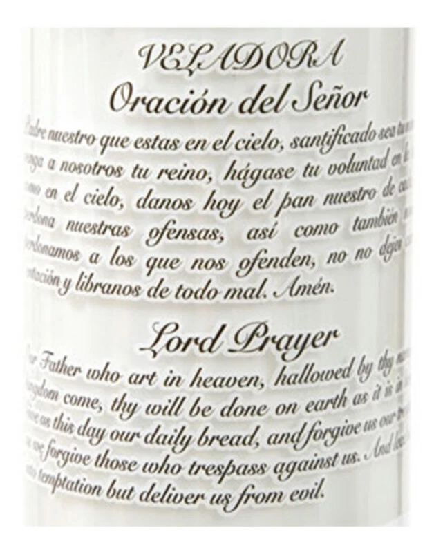 Tall Candle Lord's Prayer Unscented 7 Day Round Glass Set of 2 with Prayer  - Image 3 of 4