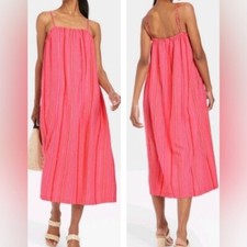 Women's Easy Linen Blend Strappy Dress (M /8-10) "PINK STRIPED" ~ NEW!!!