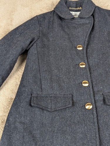 Nellystella Girls' Wool Blend Coat Size 10 Navy Blue Herringbone Gold Buttons - Picture 9 of 24