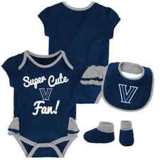 Villanova University Creeper, Bib and Bootie Set Infant Girls