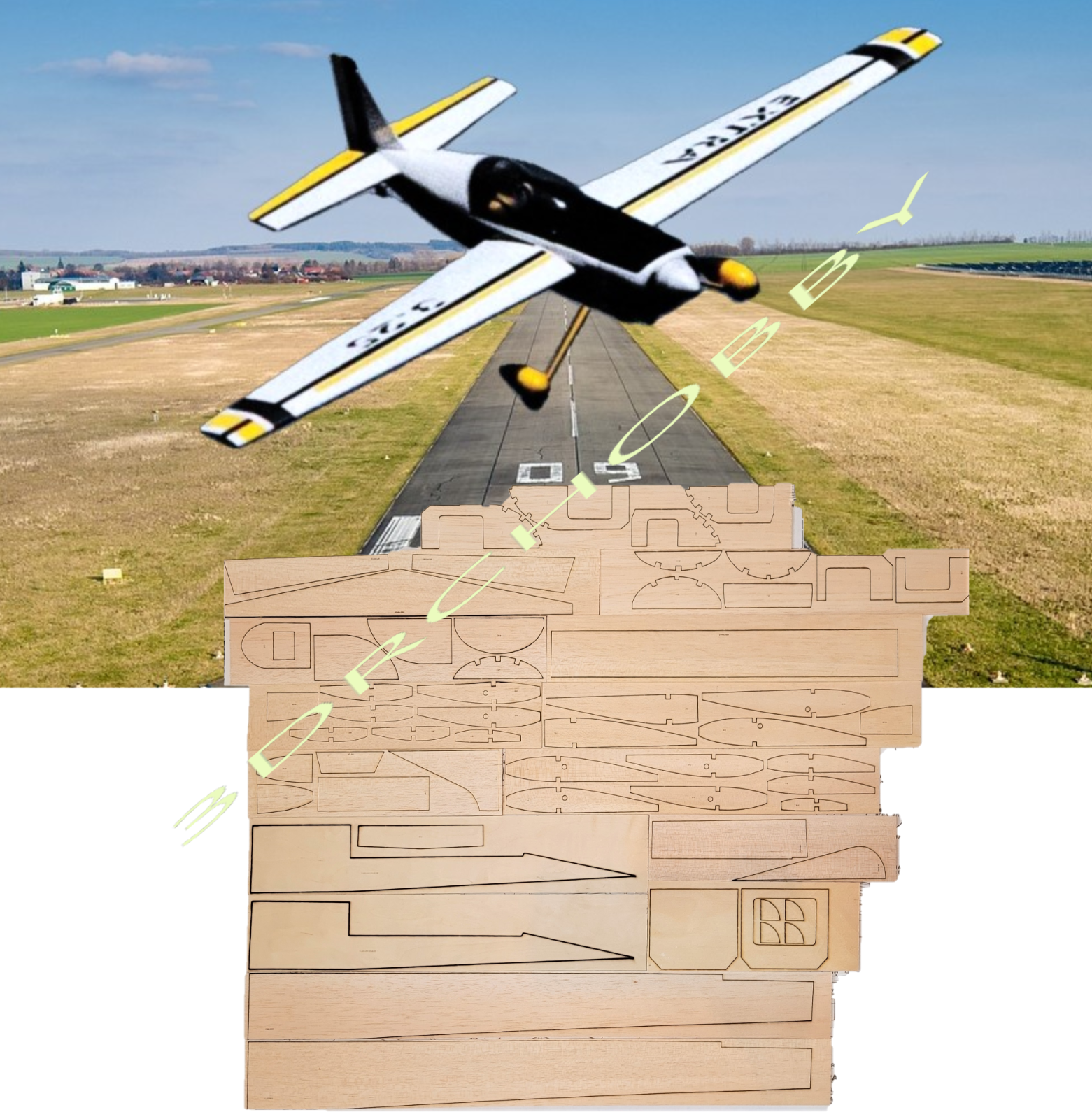 Extra 3.25 47" WS RC Model Airplane Laser Cut Balsa Ply Short Kit ...