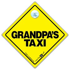 Grandpa's Taxi Car Sign, Suction Cup Taxi Sign for Grandpas, Baby on Board Sign