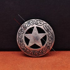 10X Silver Western Texas Ranger Star Carved Leathercraft Saddle Tack Belt Concho