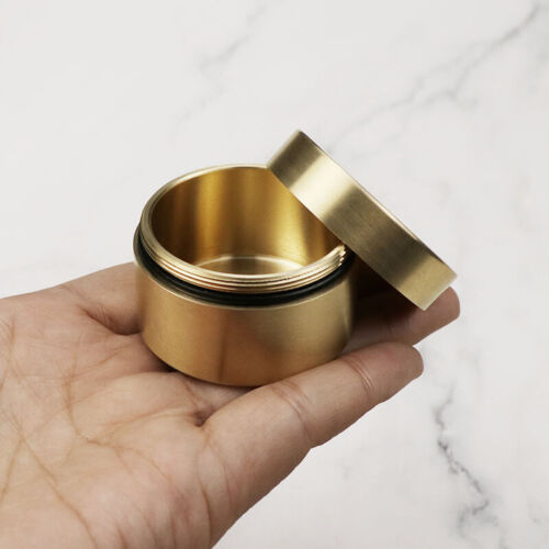 Portable Pill Case Brass Round Pill Box Organizer Holder Container Waterproof - Picture 1 of 23