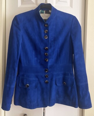 Trussardi , New , Woman s Blue Suit Leather Jacket , Sz, 44Italy, US 8(M)