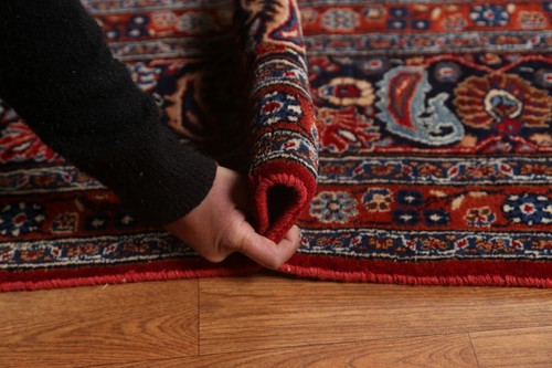 Vintage Wool Mood Red/ Navy Blue Area Rug 8x12 Traditional Handmade Carpet - Picture 20 of 22