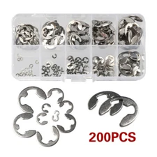 200X Stainless Steel E Clips C Circlip Kit Retaining Ring Assorted 1.5 - 10mm