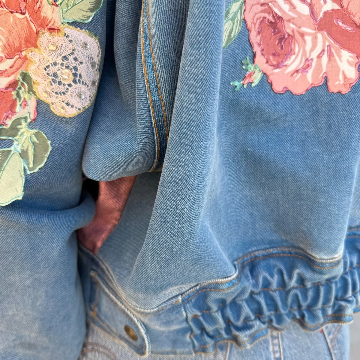 Vintage 80s Braxton Lion Womens Small Upcycled Jean Jacket