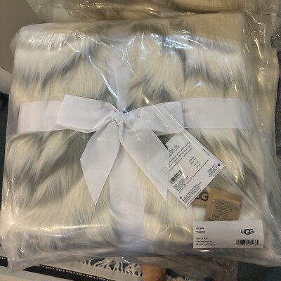 Beautiful Ugg Rosia Faux Fur Throw Blanket Wave Snow Multi 70'' X 50''