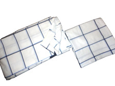 NAUTICA WINDOW PANE SHADOW BLUE  WHITE 2P TWIN FLAT SHEET,  P/CASE