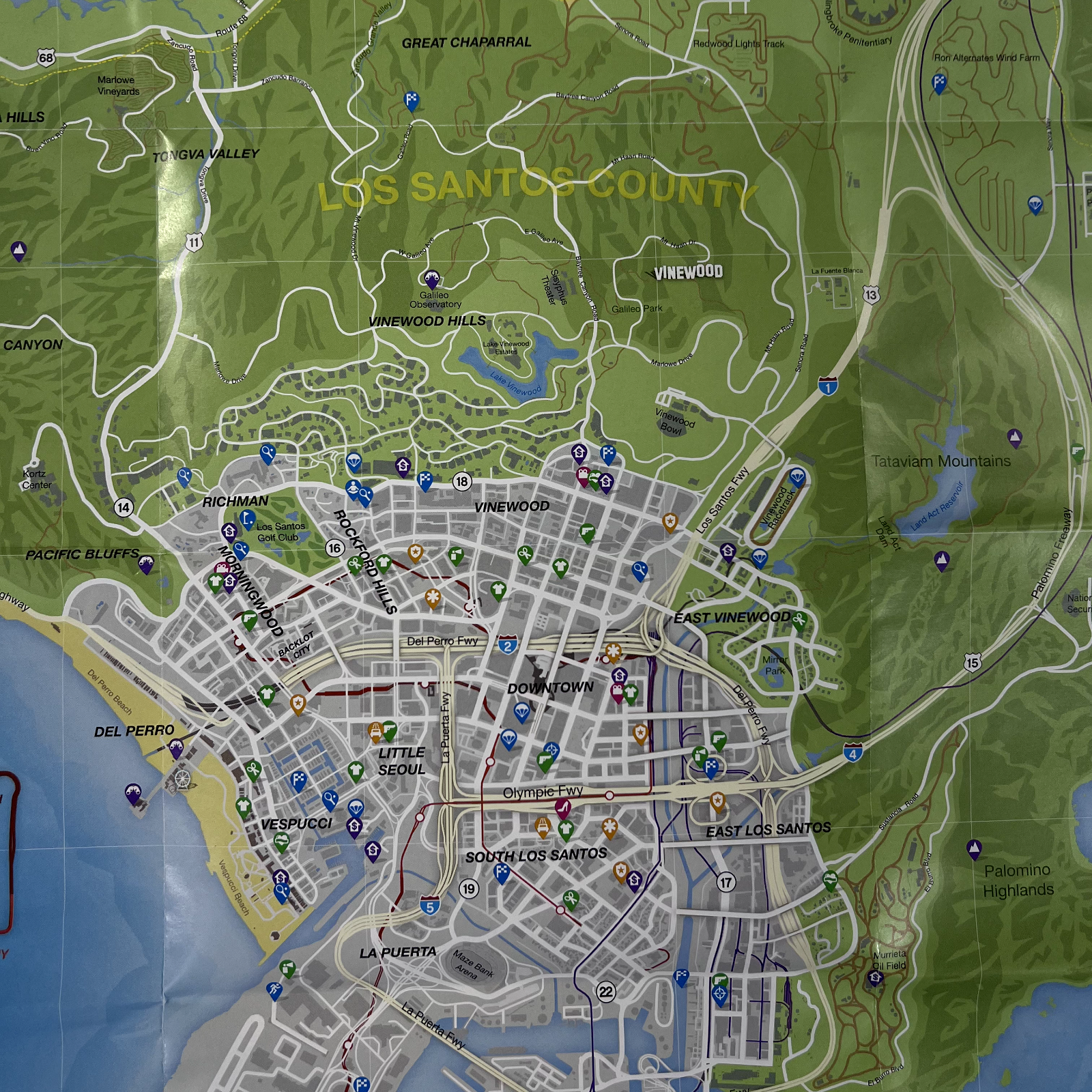 Grand Theft Auto 5 Los Santos County Map 18x28 (45cm/70cm) Poster