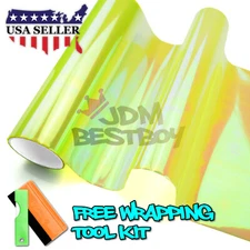 12"X108" Galaxy Neo Chrome Neon Yellow Headlight Taillight Fog Light Tint Film