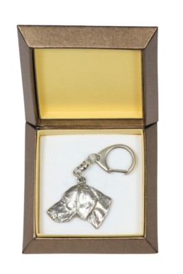Weimaraner - Silver-plated Keychain with a Dog, Box Art Dog