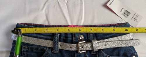 NWT Betsey Johnson Girls Sz 5 Star Embellished Med Wash 5 Pocket Zip Jeans Belt - Picture 6 of 13