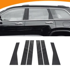 Window B Pillar Post Decoration Sticker For Jeep Grand Cherokee 11+ Carbon Fiber