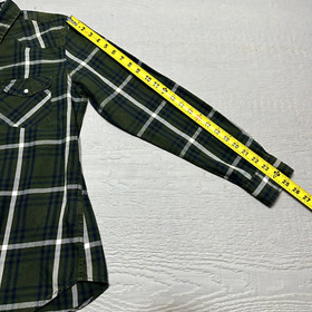 Nuon Shirt Mens Medium Green Plaid Button Up Pockets Long Sleeve Cotton Outdoor