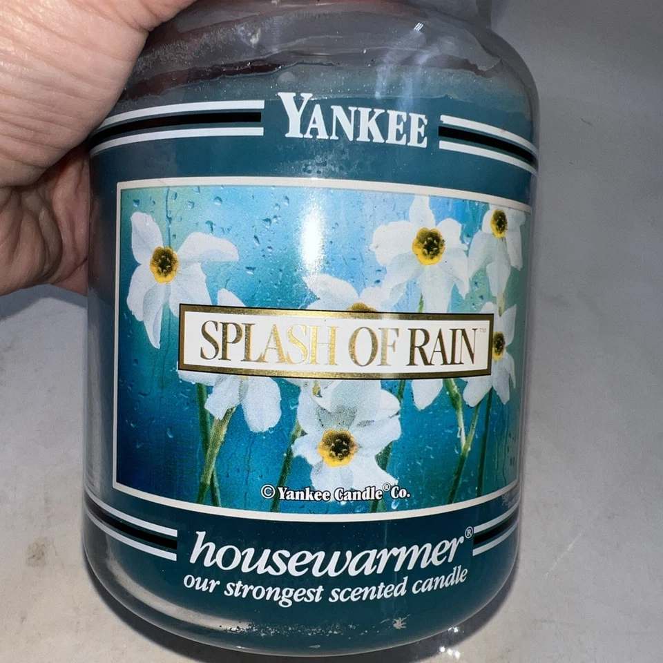 YANKEE CANDLE BANDA NEGRA SALPICADURAS DE LLUVIA CALENTADOR DE CASA 22 OZ TARRO GRANDE VELA Foto 2 de 4