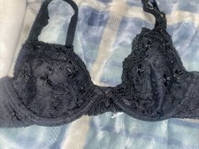 Vintage Fredericks Of Hollywood Floral Lace Bra 34B Black 90s Y2k Nice