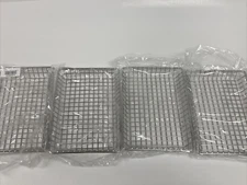 4 Pack GET 9" x 7" Stainless Steel Rectangular Wire Grid Food Serving Baskets