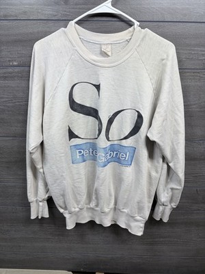 Vintage Rare 1986 Peter Gabriel This Way Up / So Tour Sweatshirt Size M White 