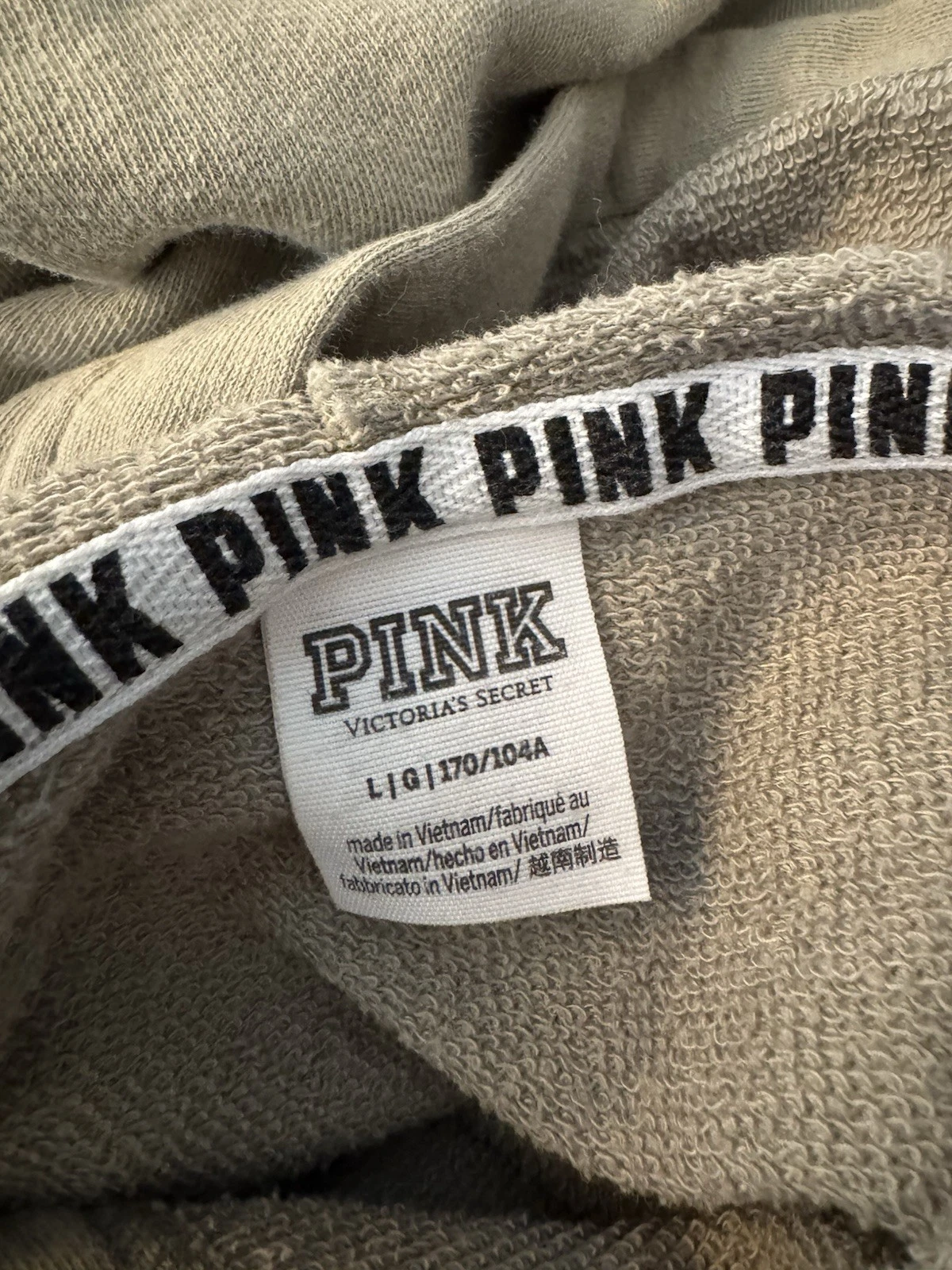 UNDERCOVER Felpa con cappuccio Victoria's Secret ROSA verde militare cropped Taglia Large