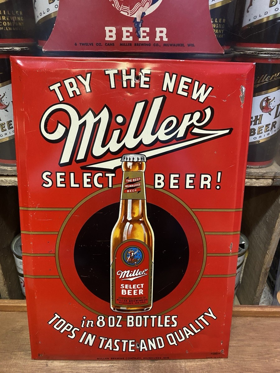 Miller Select Beer Tin Over Cardboard Sign Rare Miller