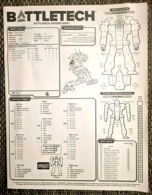 Battletech Record Sheets / Datenbögen aus Mercenaries-Box