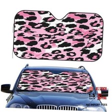 Car Windshield Sun Shade Auto Sunshade for Car One Size Leopard Print Pink