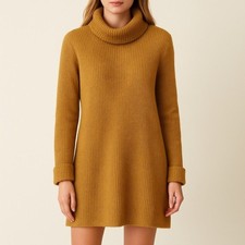 Kuhl Makenna Wool Blend Cozy Sweater Dress Golden Mustard Tan Women’s Size Small