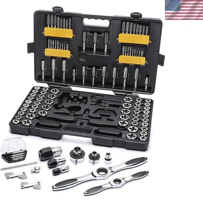 Versatile 114-Piece SAE/Metric Ratcheting Tap & Die Tool Set for Mechanics