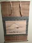 Vintage Japanese Painted Mount Fuji Hanging Scroll — photo 1