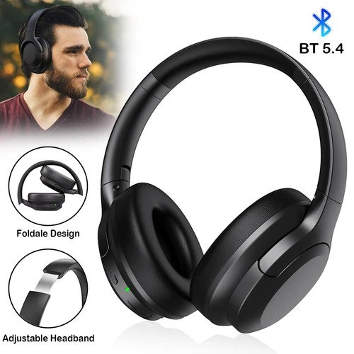 Bluetooth 5.4 Over Ear Headphones ANC Noise Cancelling Wireless Wired Earphones