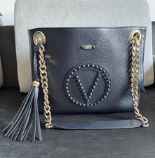 Valentino By Mario Valentino Luisa Studded Leather Shoulder Bag Womens Navy Blue