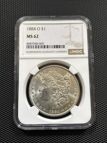 1884-O Morgan Silver Dollar NGC MS62 BU New Orleans $1 Blast White UNC