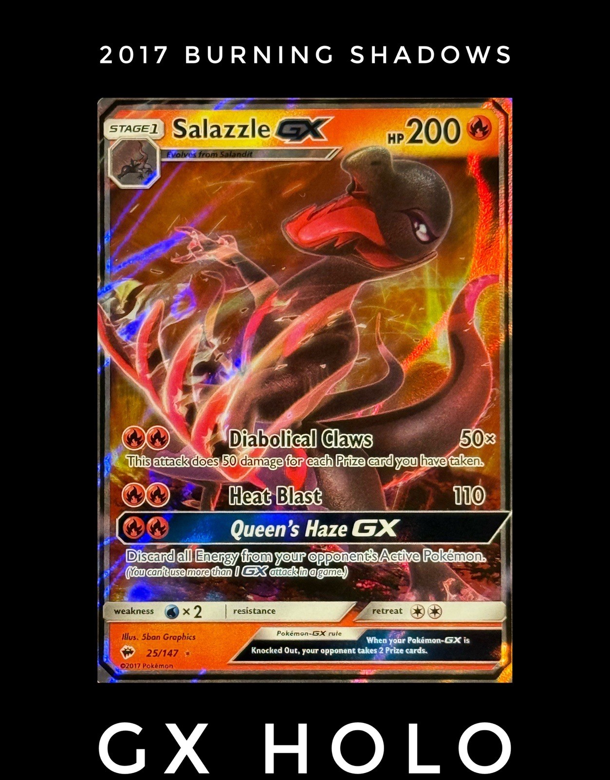 Salazzle GX 2017 Pokemon SM Burning Shadows 25/147 Holo NM/M