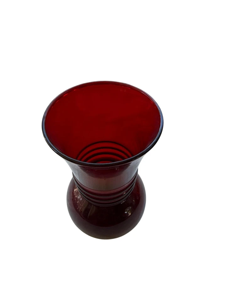 Vintage Anchor Hocking Royal Ruby Red Glass Bud Vase – 6.25" Flared Top - Image 4 of 4