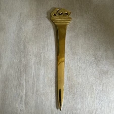 Vintage Nine Inch Bear And Bull Letter Opener Brass Plated