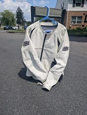 White Leather Icon Merc Motorcycle Riding Jacket XXL Men's