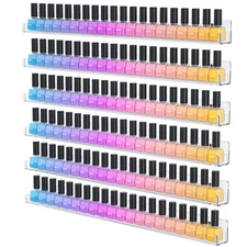 NIUBEE 24 Inches Nail Polish Rack Wall Mounted 24 Inch (Pack of 6), Clear 
