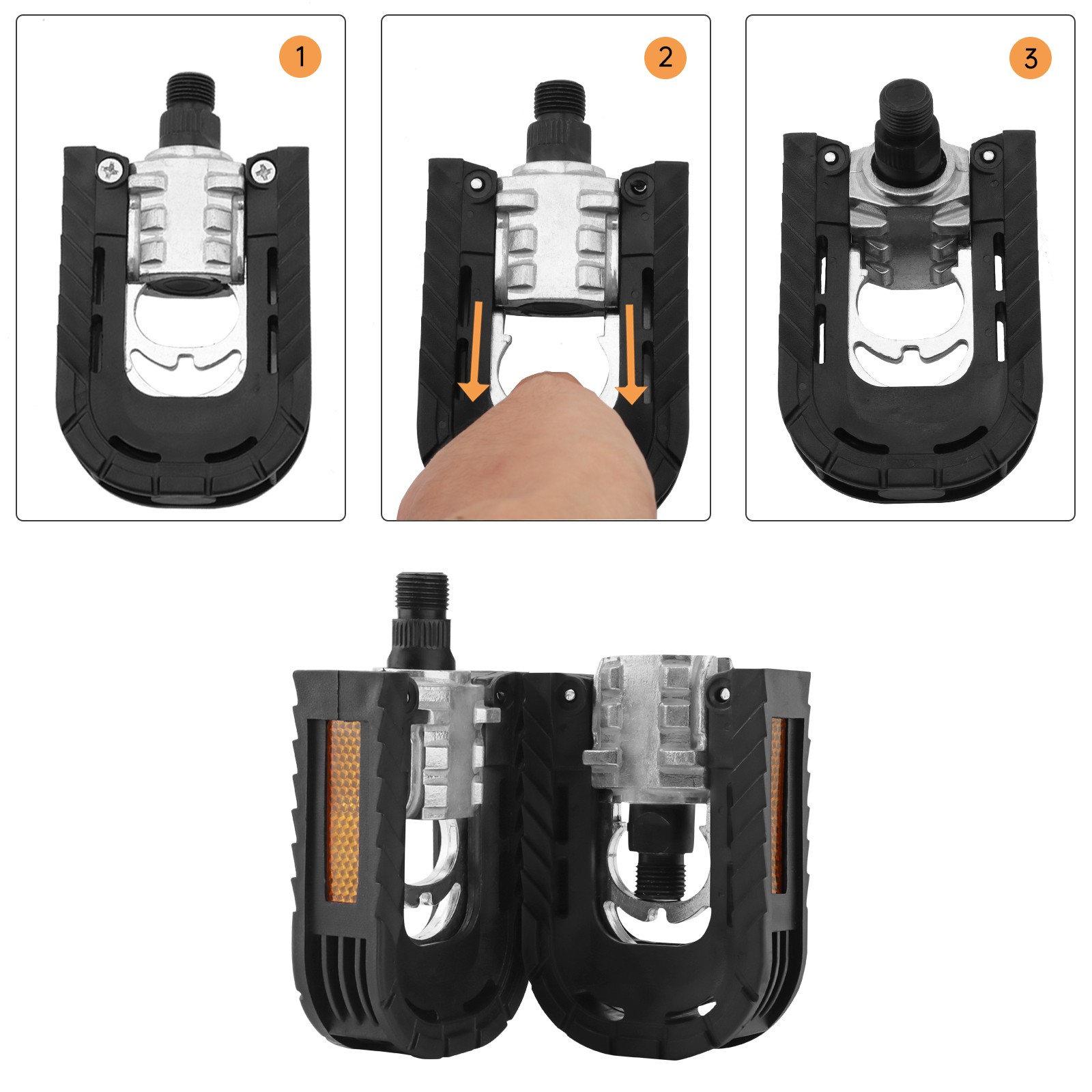 Folding Bike Pedals with Reflective Strips 2.63inch Wide Platform Bicycle Pedals