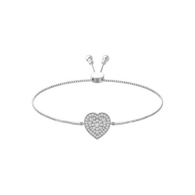10K White Gold 0.5Ct Lab Grown Diamond Bolo Bracelet 9'' for Women