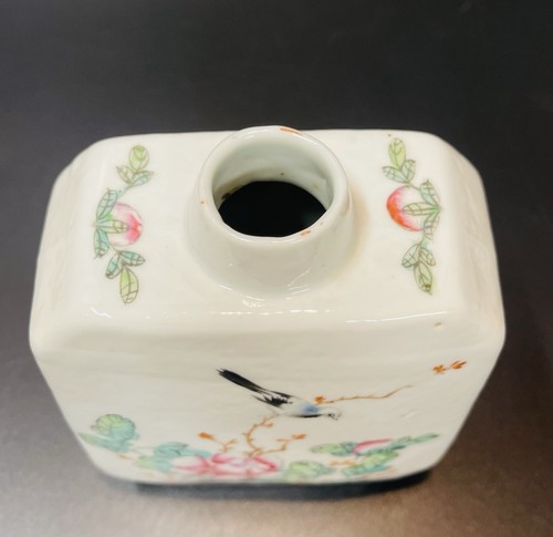 ANTIQUE CHINESE FAMILLIE ROSE FLORAL BIRDS PORCELAIN TEA CADDY VASE ***NO LID - Picture 3 of 24