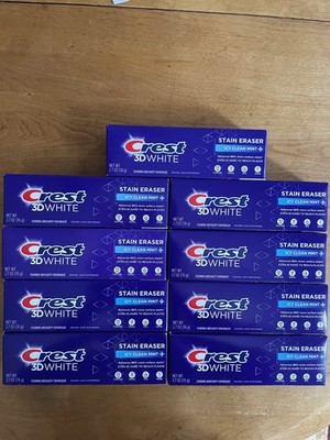 9 Crest 3D White Stain Eraser Icy Clean Mint Toothpaste 2.7oz