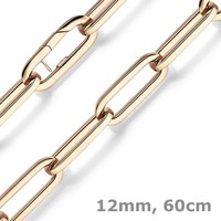 12Mm Paper Clip Weit-Anker Kette Collier Halskette Aus 585 Gold Rotgold 60Cm