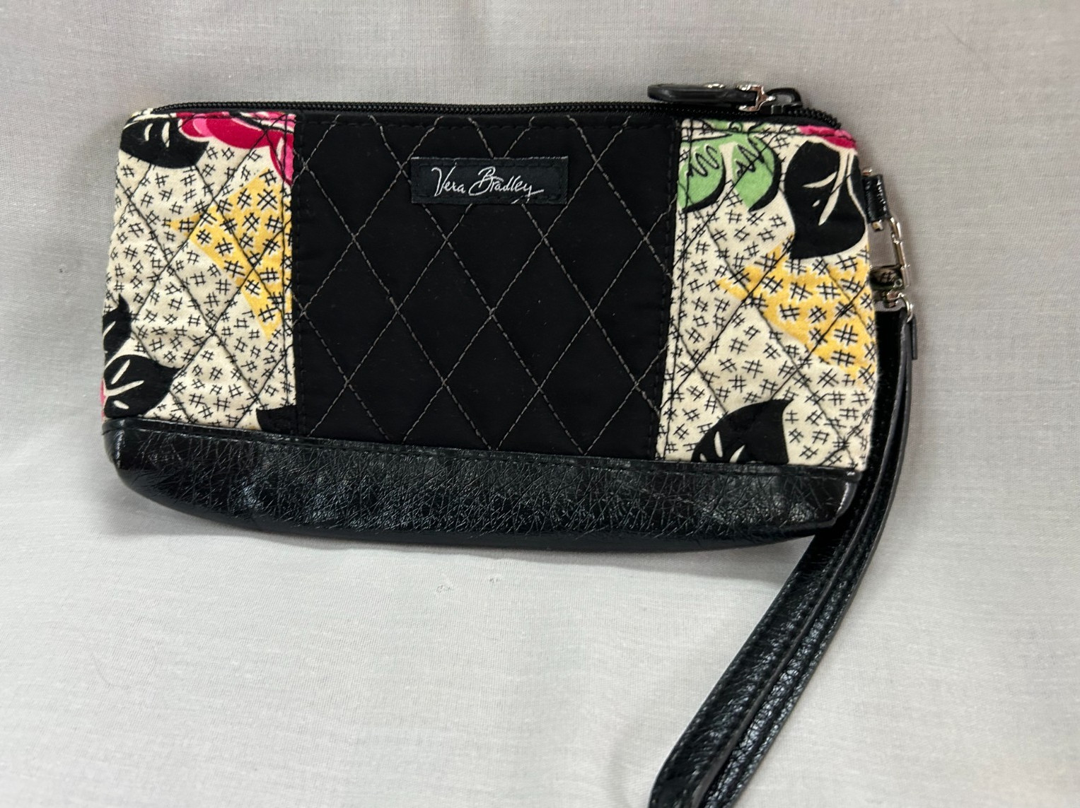 VERA BRADLEY PATCHWORK WRISTLET BLACK MICROFIBER … - image 1
