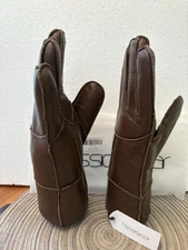 Womens Real Leather Sheepskin Lined Gloves Coffee Brown New Harssidanzar Brand