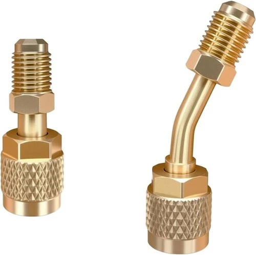 R410A Adapter 5/16 SAE Female to 1/4 Male Flare Straight Angled HVAC Fitting