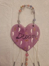 Heart Shaped Ceramic Windchime  Approximately 18 Inches