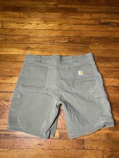 Carhartt Rugged Flex Relaxed Fit Canvas Work Shorts Green Mens Sz 36 BS6984